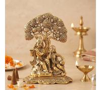 KridayKraft Metal Lord Radha Krishna Tree Idols Hindou Dieu Radha Krishna Ji Murti pour la maison, le temple Puja et pour la maison, le bureau, la boutique, les idoles décoratives
