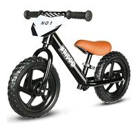 KRIDDO Draisienne 2 Ans, Vélo Bébé sans Pédales 1.5-5 Ans, Vélo Enfant 12 Pouces avec Plaque Individuelle (3 Ensembles d'Autocollants Inclus), Cadeau pour Garçons et Filles 2 à 3 Ans, Noir