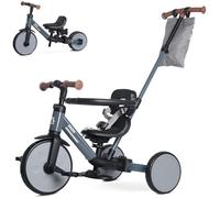 KRIDDO Tricycle bébé évolutif avec poignée parentale, 18 Mois à 5 Ans | Convertible tricycle et draisienne, sac de rangement, siège réglable, harnais 3 points, cadeau pour garçons et filles, Gris