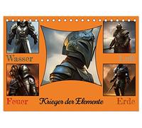 Krieger der Elemente (Tischkalender 2026 DIN A5 quer), CALVENDO Monatskalender: Fantasie Krieger der Elemente Wasser,Erde,Luft und Feuer in Rüstung