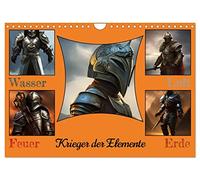Krieger der Elemente (Wandkalender 2026 DIN A4 quer), CALVENDO Monatskalender: Fantasie Krieger der Elemente Wasser,Erde,Luft und Feuer in Rüstung