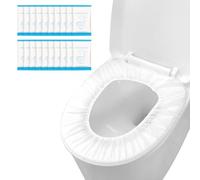 Krijuess Lot de 100 housses de siège de toilette jetables en tissu non tissé, imperméables et jetables, pour les voyages, pour sorties, hôtel, hôpital, toilettes publiques (emballage individuel)