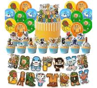 Krilucly Décoration d'anniversaire Tung Sahur, avec bannière, ballons, décoration de petit gâteau, joyeux anniversaire décorations, brainrot anniversaire, pour filles et garçons