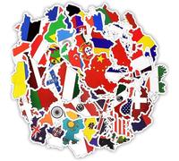 Krilulcy Lot de 50 autocollants drapeaux nationaux pour carte de voyage en vinyle, différentes nations autocollantes, graffiti, vinyle, autocollant, pour bricolage, scrapbooking, valise de voiture