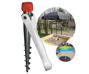 Krinner Vario Drill - Support de Parasol - Cheville de Sol - Blanc - pour Plage, Terre, Prairie, Jardin, Loisirs et Camping - Fabriqué en Allemagne - 20004