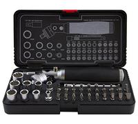 'Krino 66012010 Assortiment 42 pièces embouts et douilles de 1/4 avec cliquet réversible articulé, noir