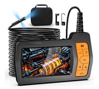 Kriogor 15m Caméra Endoscopique Triple Objectif, Endoscope d'Inspection Serpent 8 mm LCD 5 Pouces avec 10 LED Réglables, Caméra Etanche IP67, 1080P Endoscope Industriel pour Automobile, Câble