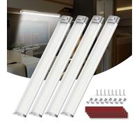 kriogor Eclairage 120 LEDs 12V, 4PCS 6W Barre de Lumière Intérieure à LED, 1600LM Barre de Lumière à LED avec Interrupteur on/Off, 6000K 12V Lumineuse Intérieure pour Camping-Car, Camion, Bateau