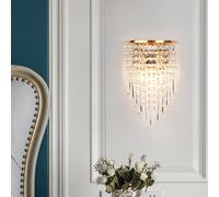 KRIPINC Applique Murale Cristal Doré Vintage, Luminaires Intérieur Mural E14 Moderne, Lampe Murale Cristal Art Deco Étincelant pour Salon Chambre Chevet