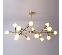 KRIPINC Lustre Sputnik Doré Industriel Vintage Mid-Century 18 Lumières | Hauteur Réglable, Douille E27, Sans Ampoule, Plafonnier Sputnik en Laiton pour Salon, Chambre, Salle à Manger, Cuisine