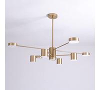 KRIPINC Lustre Sputnik, Plafonnier Sputnik, Lustre Doré LED Industriel, Luminaire Suspension Réglable Hauteur, Lampe Plafond pour Salon Chambre Salle à Manger (Lumière Tricolore, 8+1)