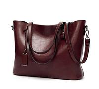 Kris Anna Sac à Main Cabas Verticale Sac Tote en Cuir PU pour Femme Café Brun