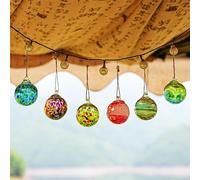 KRISININE Lot de 6 Boules d'amitié à Suspendre, Boules de sorcière soufflées à la Main pour fenêtre, extérieur, Jardin, terrasse, décoration (5,8 cm)