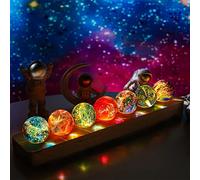KRISININE Lot de 7 sphères de guérison naturelles chakra avec support en bois LED de 40 mm - Pierres en cristal de quartz pour la méditation - Énergie positive - Boules décoratives pour la maison