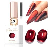 KRISNICE 0.5 Oz Gelée Cat Eye Vernis Semi Permanent,Oeil de Chat Magnétique Gel 3D Holographique Translucide Vernis Gel pour Durci Par LED (Rouge Cerise Rêveur, MY036)