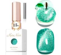 KRISNICE 0.5 Oz Gelée Vitrail Cat Eye Vernis Semi Permanent, 15ml Oeil de Chat Magnétique Gel 3D Holographique Brillant Translucide Couleur Vernis Gel French Manucure (Vert-MY010)