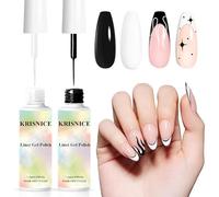KRISNICE Vernis Semi Permanent Vernis à Ongles Gel Art Gel Liner Paint Design Set Blanc Noir Couleur Brosse Fine Shellac Cadeau UV LED Art Kit(KLX2-002)