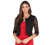 KRISP Boléro Gilet Femme Élégant Chic Soirée Fête Cérémonie Confortable, Noir, 36, 9330-BLK-08