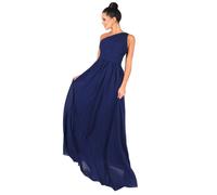 Krisp Femme Robe de soirée longue à une épaule KP118 (46 FR) (Bleu)