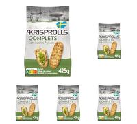 KRISPROLLS - Petits Pains Suédois Complets - Sans Sucres Ajoutés - Sans Huile De Palme - Sans Additif Ni Conservateur - 425g (Lot de 5)
