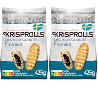 KRISPROLLS - Petits Pains Suédois Froment Sans Sucres Ajoutés - Sans Huile De Palme - Sans Additif Ni Conservateur - 425g (Lot de 2)