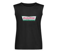 Krispy Kreme Donut Doughnuts Mens Black Sleeveless T-Shirt Graphic Tee Printed Unisex Vest Tank Tops Shirt S