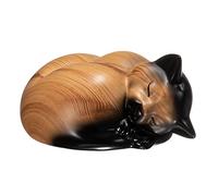 Kriss Art Urne funéraire en résine pour chat - Urne funéraire pour chat - Urne pour cendres de petit animal - Crème