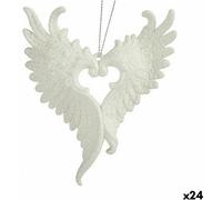 Krist+ Ailes d'ange Décorations de Noël Ailes d'ange blanc pailleté plastique 12 x 13 x 2,5 cm (24 pcs.)