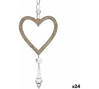 Krist+ Champagne plastique paillettes coeur décorations de Noël 9 x 16 x 2 cm (24 pièces)