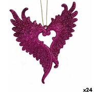 Krist+Christmas Ornament Ailes d'ange Fuchsia Glitter plastique 12 x 13 x 2,5 cm (24 pcs.)