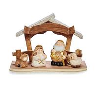 Krist+ Crèche de Noël Blanc Marron doré Bois céramique 8,5 x 15,5 x 21,5 cm