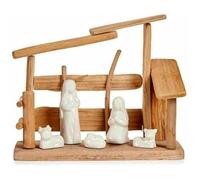 Krist+ Crèche de Noël Blanche Naturelle en Bois céramique 10 x 21 x 25 cm (2 unités)