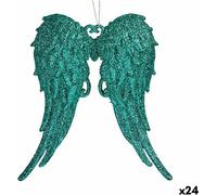 Krist+ Décorations de Noël Ailes d'ange vert pailleté plastique 13 x 14,5 x 2,5 cm (24 pcs.)