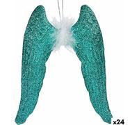 Krist+ décorations de Noël ailes d'ange vert paillettes plastique 12,5 x 15 x 2,5 cm (24 pièces)