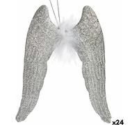 Krist+ décorations de Noël ailes d'argent paillettes en plastique ange 12,5 x 15 x 15 x 2,5 cm (24 pièces)