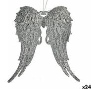 Krist+ décorations de Noël ailes d'argent paillettes en plastique ange 13 x 14,5 x 2,5 cm (24 pièces)