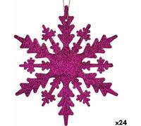Krist+ décorations de Noël fuchsia flocons de neige paillettes plastique 15 x 15 x 0,2 cm (24 pièces)