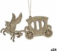 Krist+ Décorations de Noël Magic Carriage Magic Champagne Glitter plastique 15 x 8,5 x 4,5 cm (24 pièces)