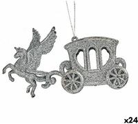 Krist+ Décorations de Noël paillettes argentées plastique carrosse magique 15,5 x 8,5 x 4,5 cm (24 pièces)