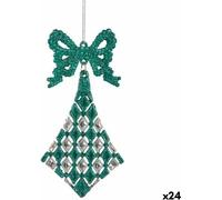 Krist+ Décorations de Noël Paillettes Vert plastique Rhombus Noeud 7,5 x 1 x 15,5 cm (24 pièces)