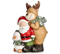 Krist+ Figurine décorative de Noël Blanc Marron Noir Vert Céramique 14 x 37,5 x 27,5 cm