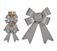 Krist+ Lot de 24 décorations de Noël avec nœud argenté en PVC 15 x 2 x 18 cm