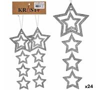 Krist+ Lot de 24 décorations de Noël étoiles argentées 19 x 0,2 x 23 cm