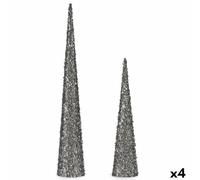 Krist+ Lot de 4 cônes à paillettes en plastique argenté
