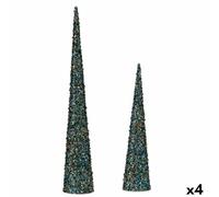 Krist+ Lot de 4 cônes à paillettes en plastique bleu doré