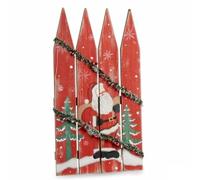 Krist+ Lot de 6 décorations à Suspendre en Forme de Père Noël Lumière LED Rouge Plastique Bois MDF 34,7 x 4 x 60 cm