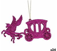 Krist+ Magic Fuchsia plastique pailleté Ornement de carrosse de Noël 15 x 8,5 x 4,5 cm (24 pièces)