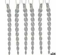Krist+ Ornement de Noël en plastique argenté scintillant 13,5 x 1 x 5,5 cm (24 pièces)