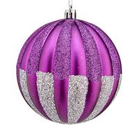 Krist+ S3612624 Boules de Noël en PVC, violet, argenté, 10cm de diamètre, boîte de 6