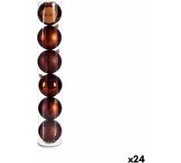 Krist+ S3620416 Set de boules de Noël en plastique, brun, 8cm de diamètre, boîte de 24